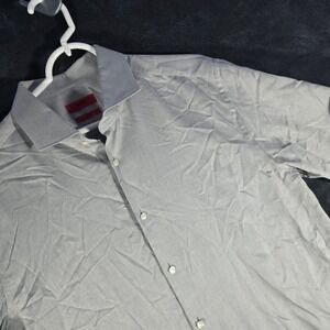 HUGO Slim Fit Dress Shirt Micro-Check Pattern Long Sleeve Gray‎ 17.5 44